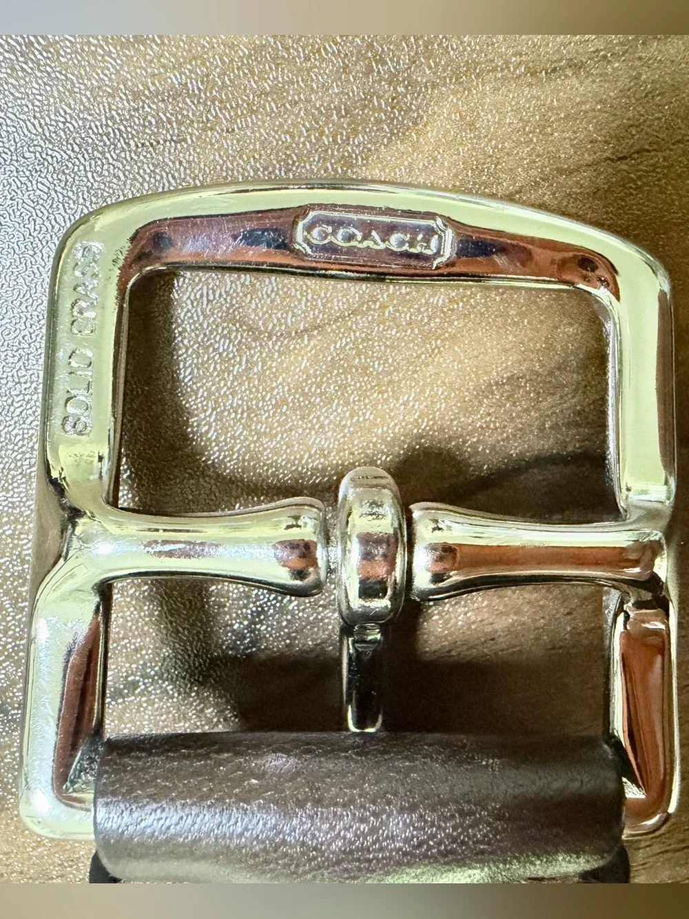 Coach Vintage Tan Woven Canvas & Brown Leather Belt Solid Brass Buckle Size 34
